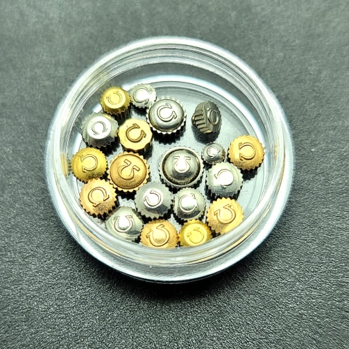 Lot of 19 Vintage Omega Watch Gold and silver Crowns for Parts