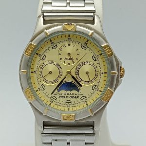 Seiko Alba Field Gear V33F-6A80 Moon Phase Quartz Vintage Men’s Watch