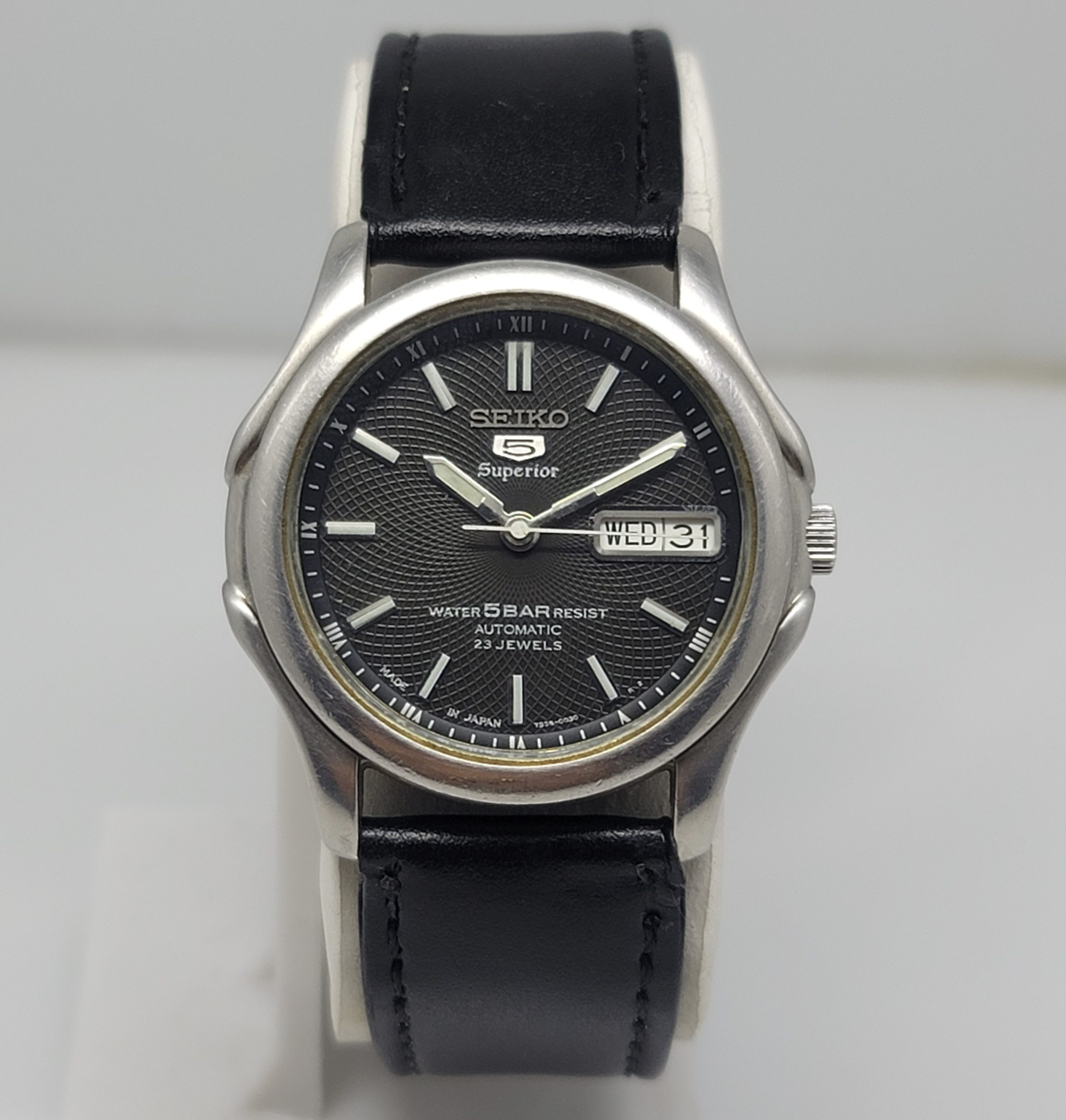 Seiko 5 Superior 7S36-0030 Black Dial Day/Date Automatic Vintage Men's Watch