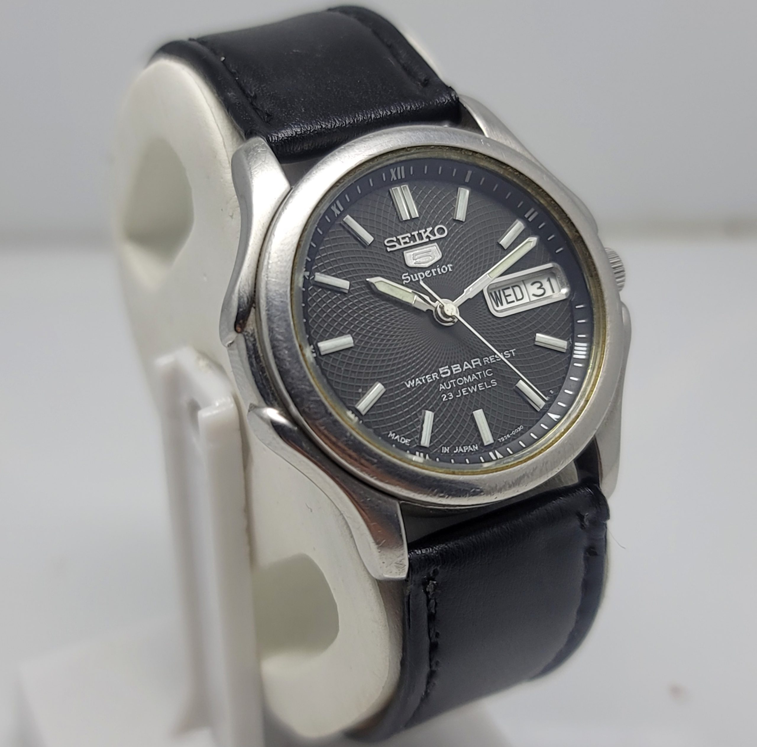 Seiko 5 Superior 7S36-0030 Black Dial Day/Date Automatic Vintage Men's Watch