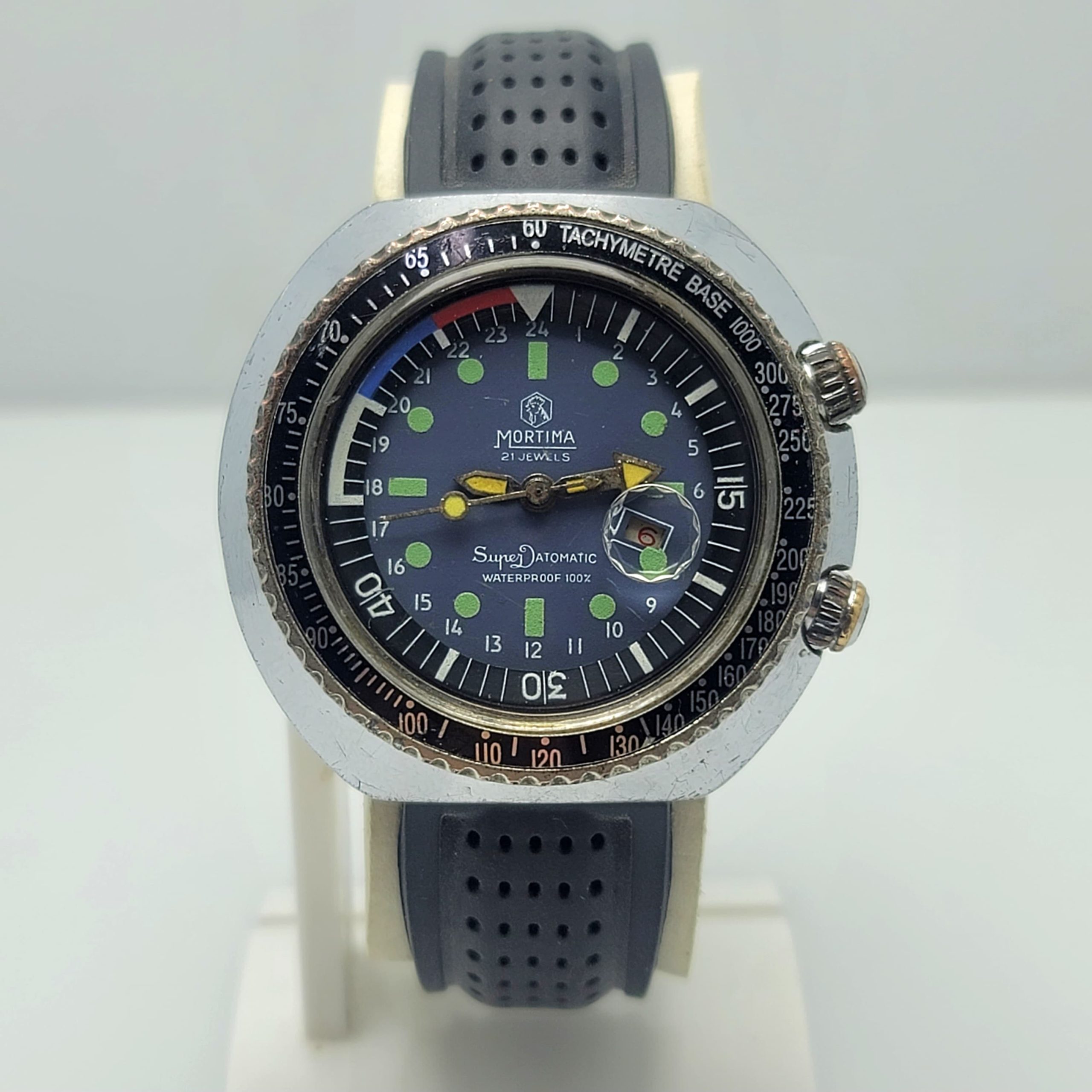 Mortima Super Datomatic Tachymetre Manual Winding Diver Vintage Men's Watch - Image 6