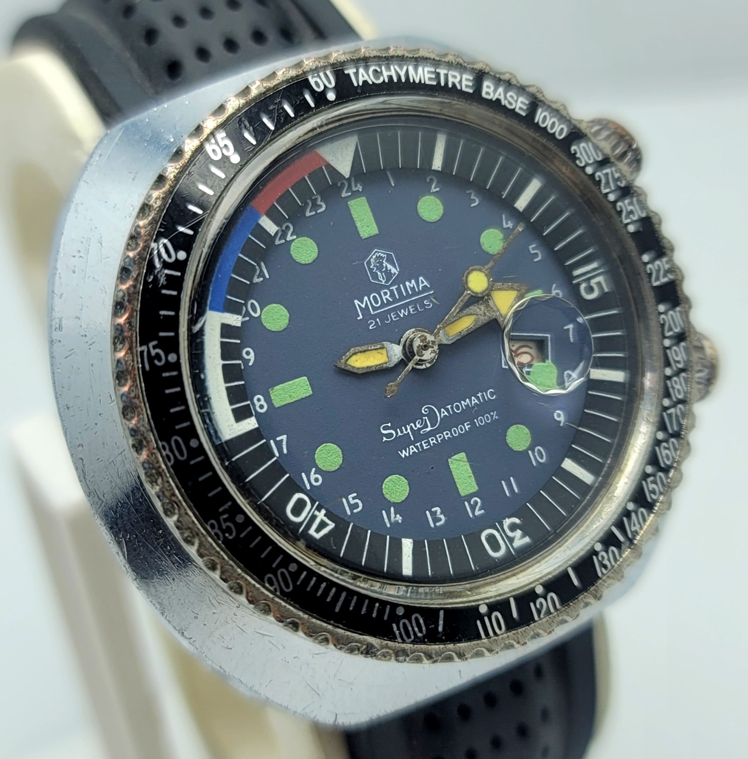 Mortima Super Datomatic Tachymetre Manual Winding Diver Vintage Men's Watch - Image 4