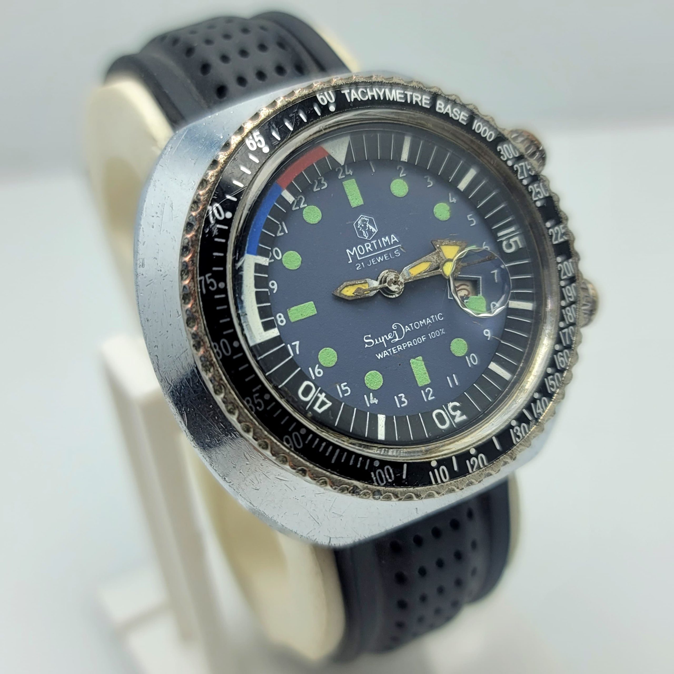Mortima Super Datomatic Tachymetre Manual Winding Diver Vintage Men's Watch - Image 5