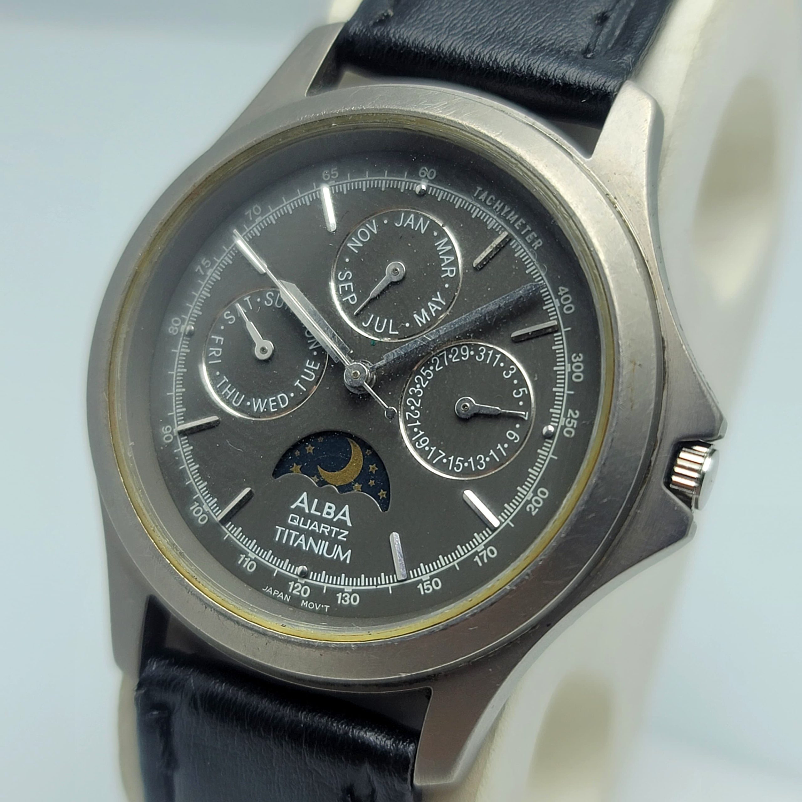 Seiko Alba Moon Phase V337-X008 Quartz Titanium Vintage Men's Watch - Image 4