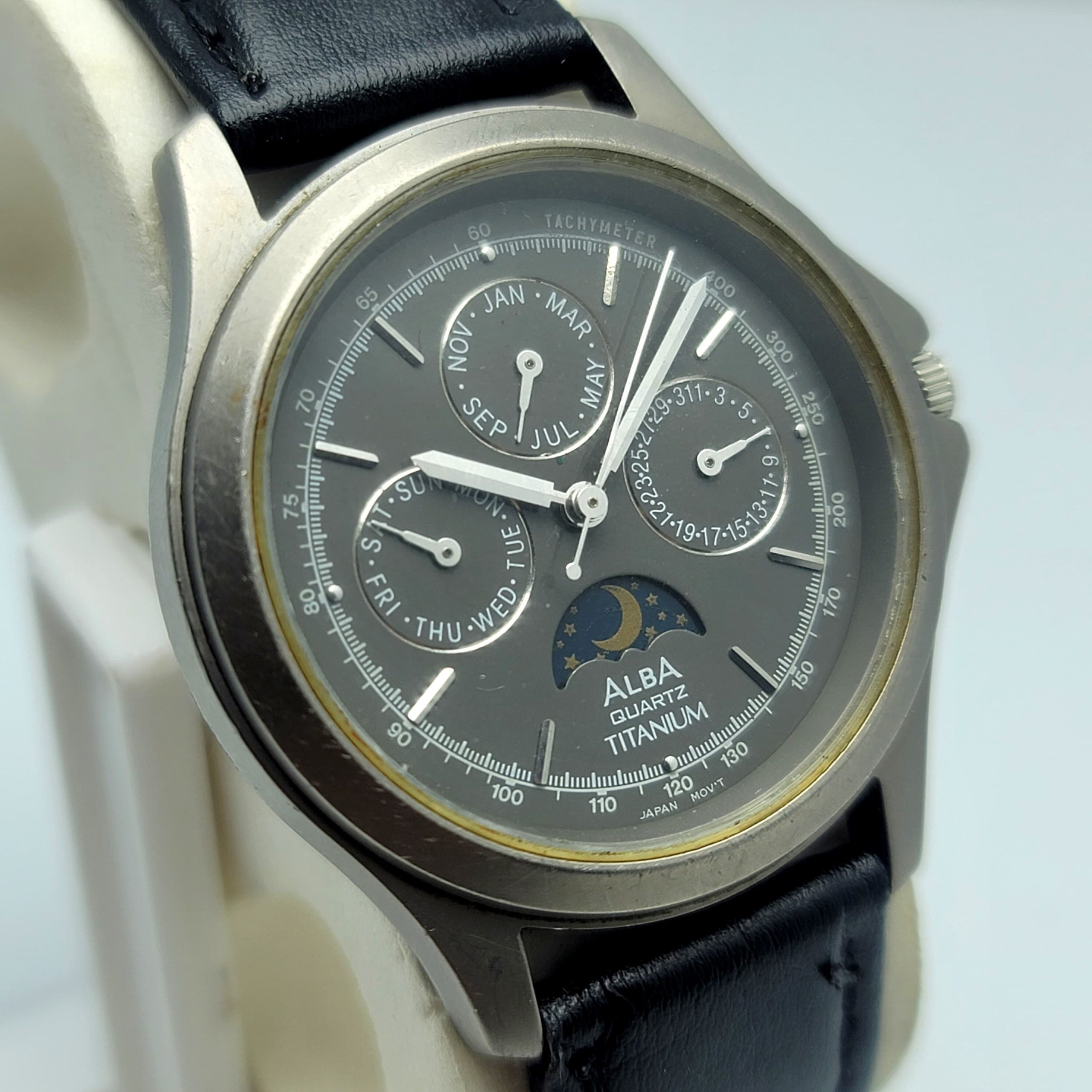 Seiko Alba Moon Phase V337-X008 Quartz Titanium Vintage Men's Watch - Image 2