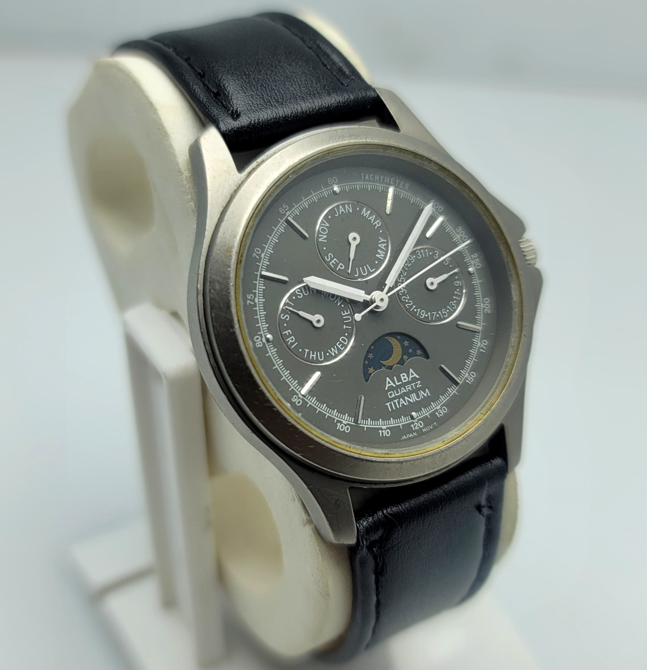 Seiko Alba Moon Phase V337-X008 Quartz Titanium Vintage Men's Watch - Image 3