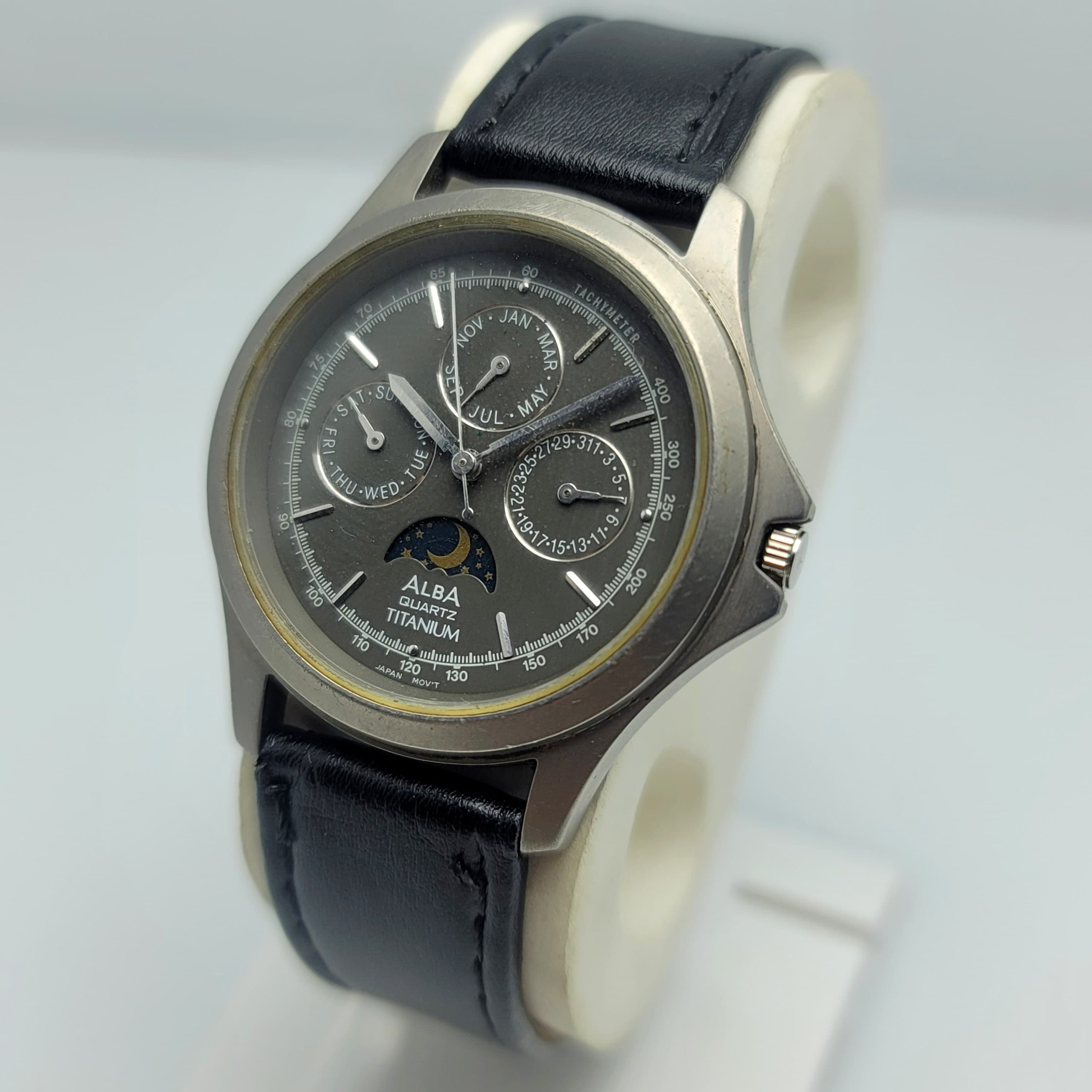 Seiko Alba Moon Phase V337-X008 Quartz Titanium Vintage Men's Watch - Image 5