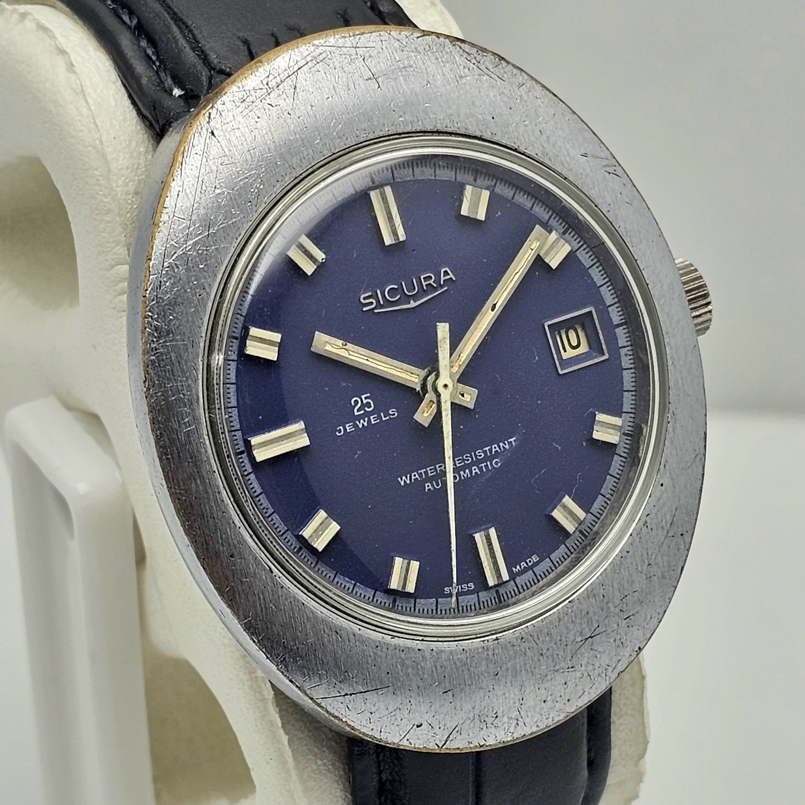 Sicura Breitling UFO 25 Jewels Automatic Blue Dial Vintage Men's Watch