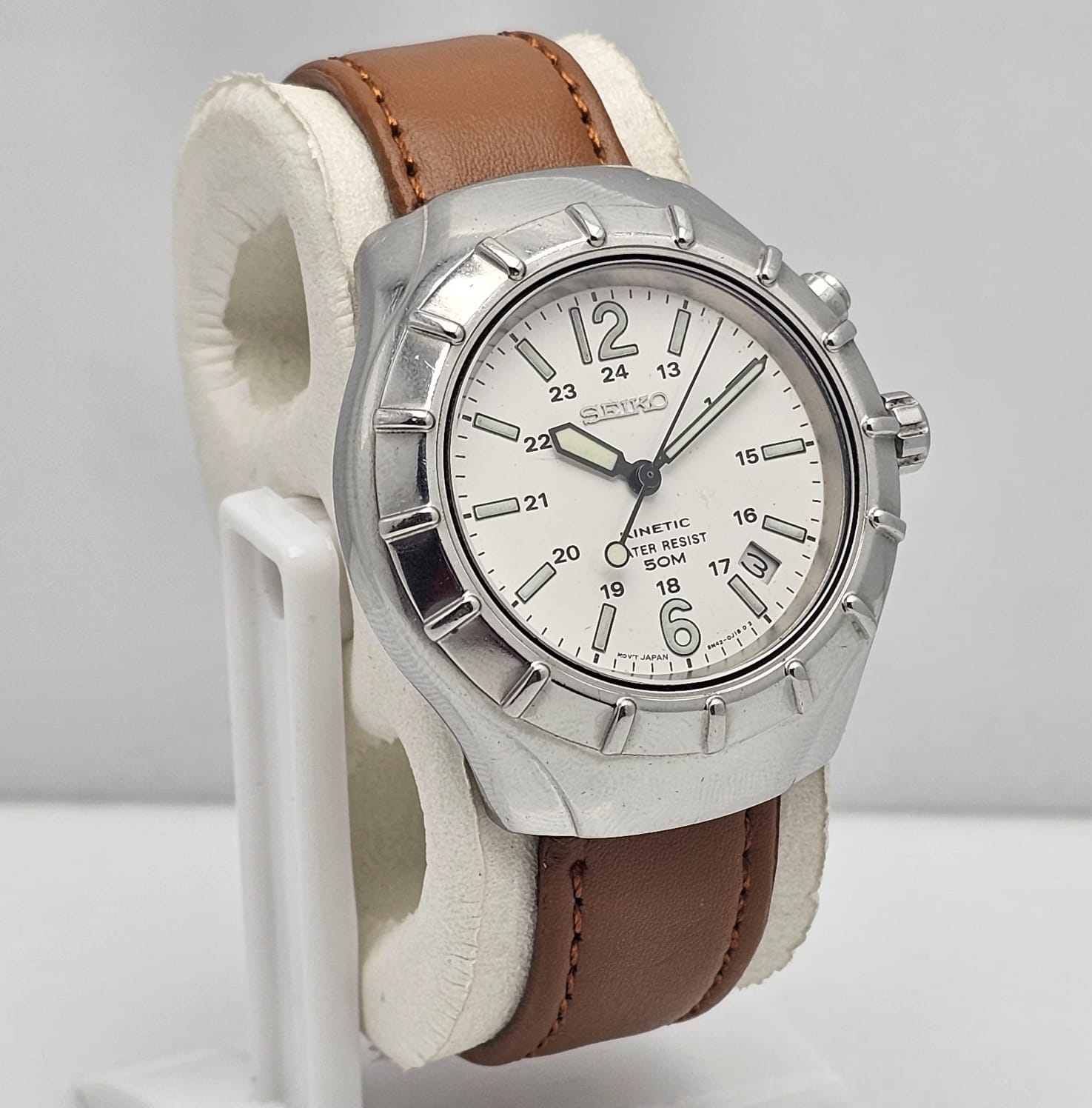 SEIKO KINETIC 5M42-0F10 RAILWAY TIME VINTAGE MEN'S WATCH - Image 3