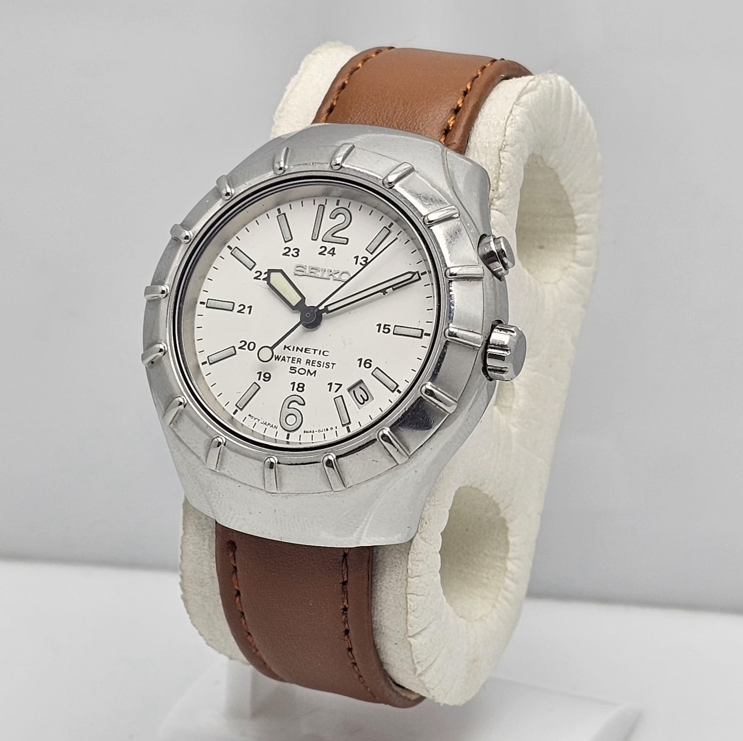 SEIKO KINETIC 5M42-0F10 RAILWAY TIME VINTAGE MEN'S WATCH - Image 6
