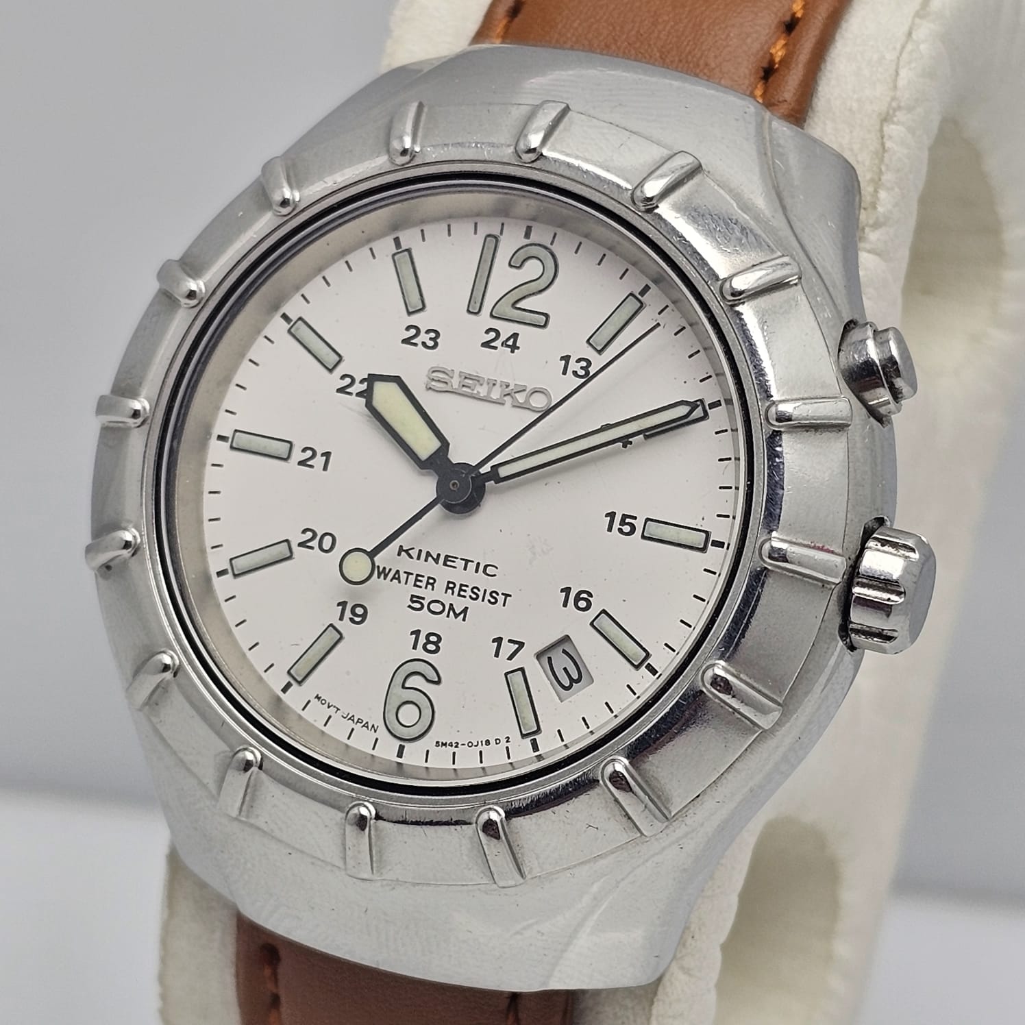 SEIKO KINETIC 5M42-0F10 RAILWAY TIME VINTAGE MEN'S WATCH - Image 5
