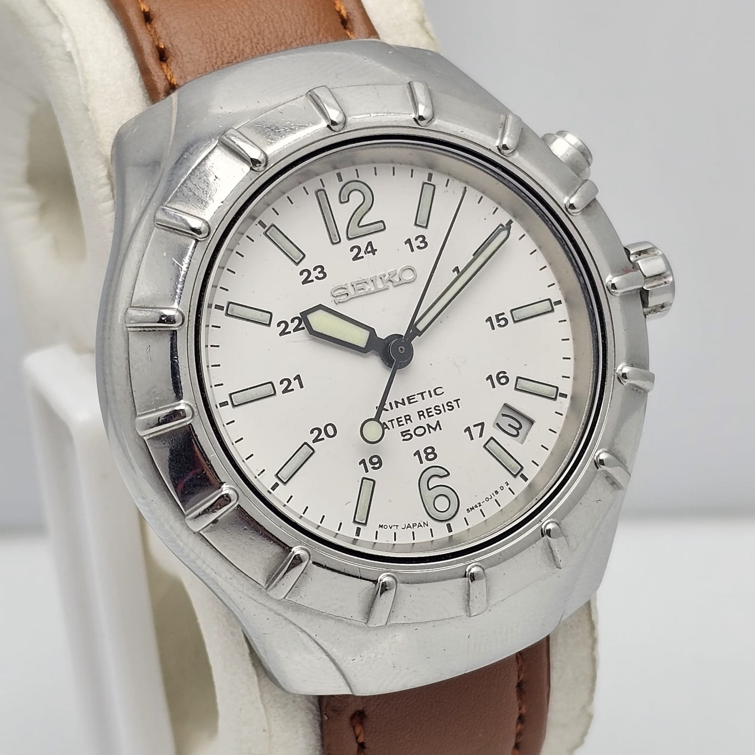 SEIKO KINETIC 5M42-0F10 RAILWAY TIME VINTAGE MEN'S WATCH - Image 2