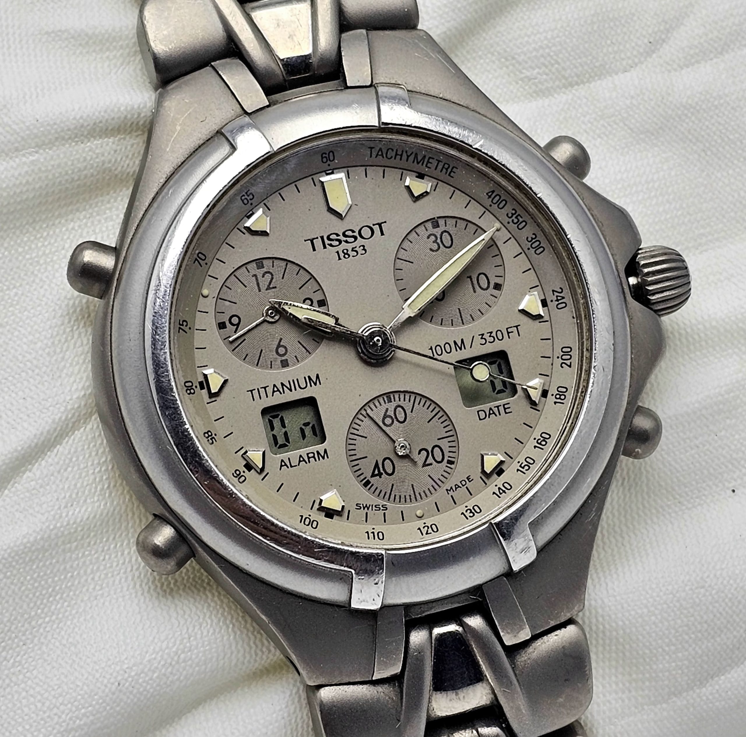 Tissot 1853 Quartz T670 Titanium Alarm Chronograph Ana/Digi Vintage Men's Watch - Image 2