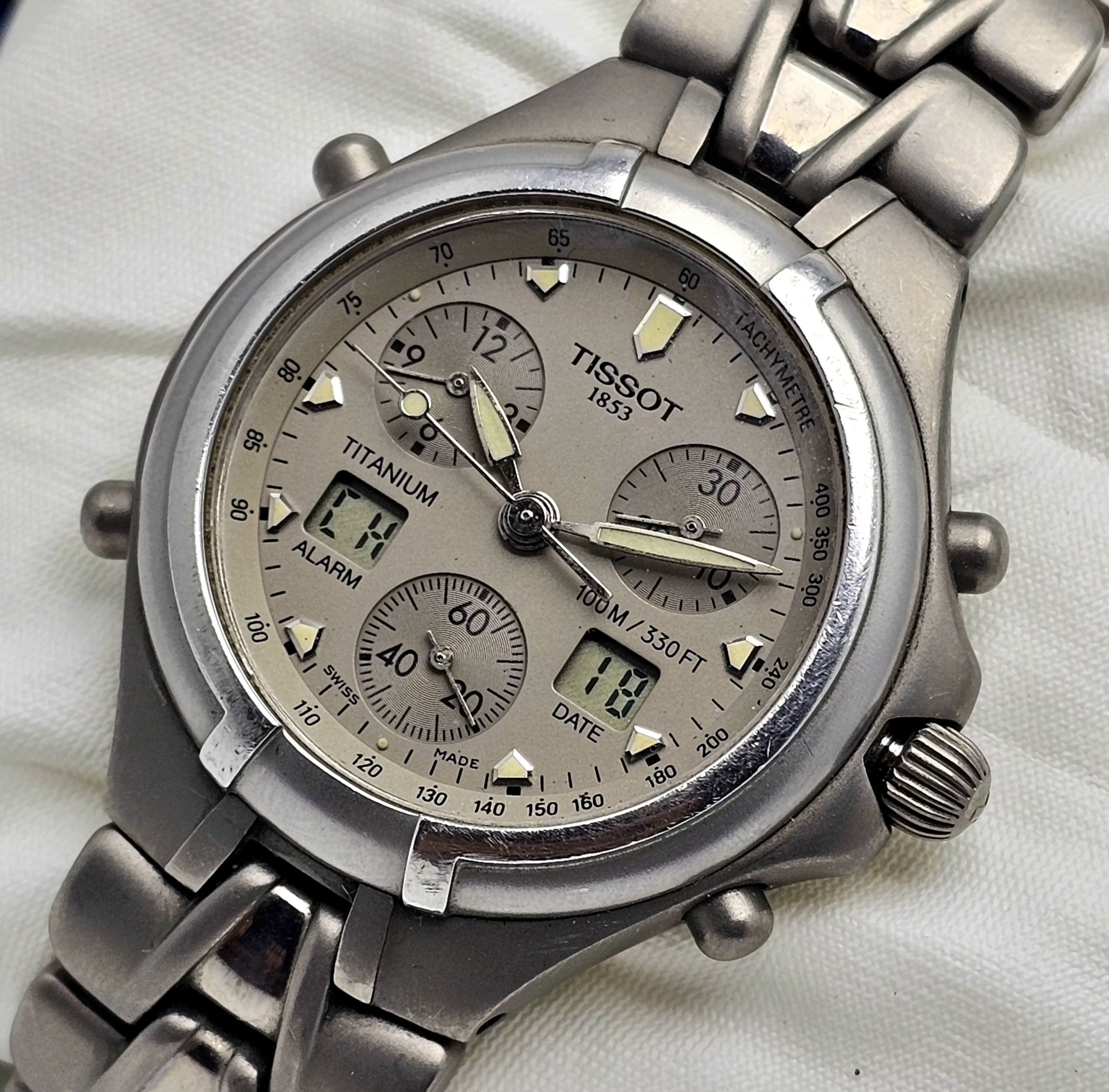 Tissot 1853 Quartz T670 Titanium Alarm Chronograph Ana/Digi Vintage Men's Watch - Image 4