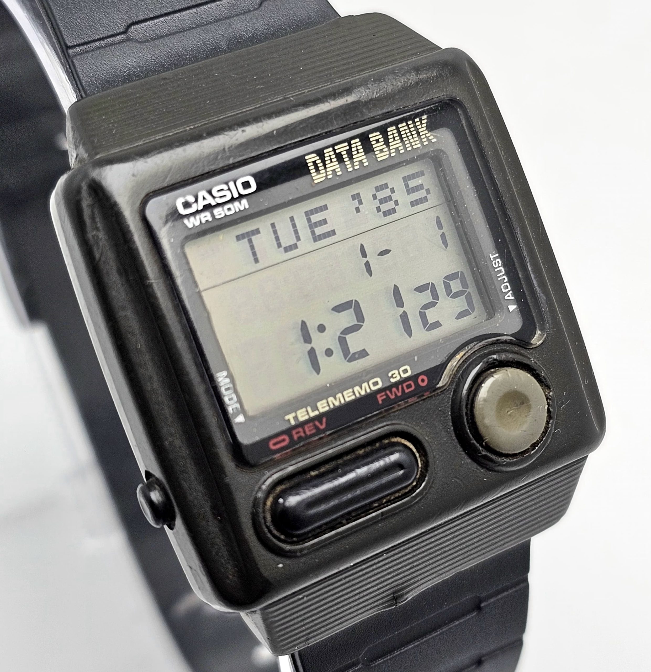 Casio Data Bank DB-33W Telememo 30 Alarm Chronograph 871 Vintage Men's Watch