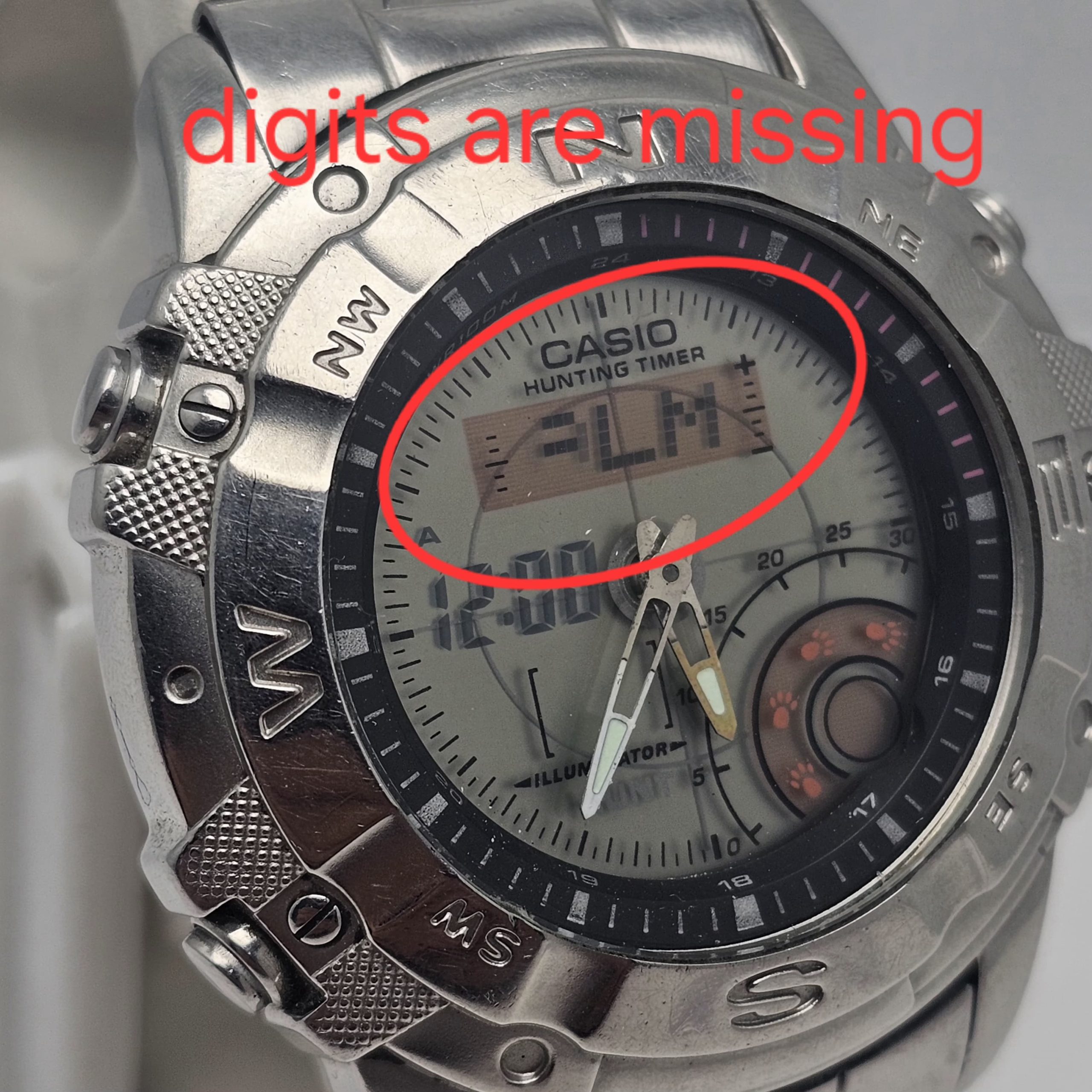 Casio Hunting Timer AMW-704 Ana/Digi Chronograph Vintage Men's Watch - Image 3