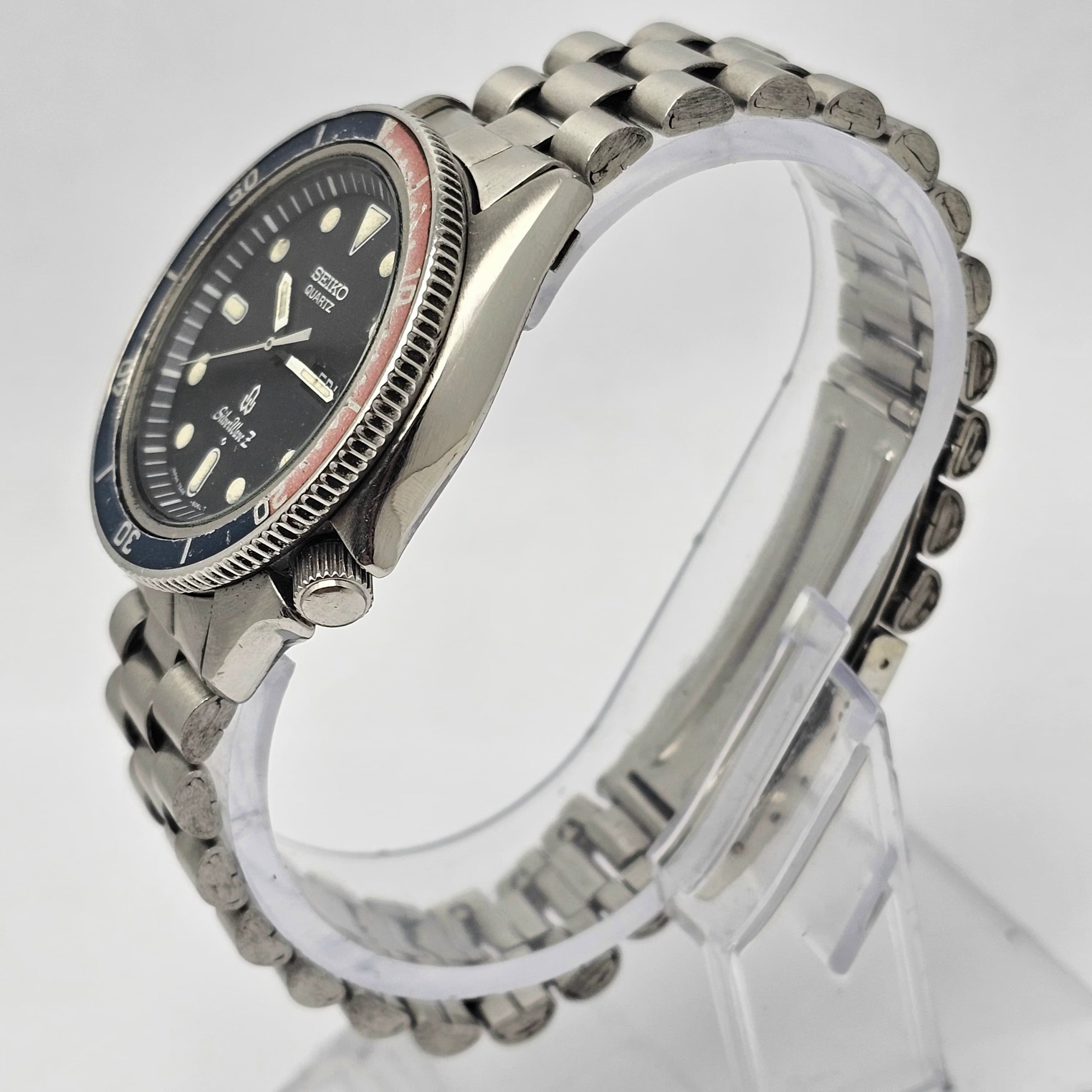 Seiko Silver Wave Z 7546-606A Pepsi Bezel Day/Date Quartz Vintage Men's Watch - Image 4