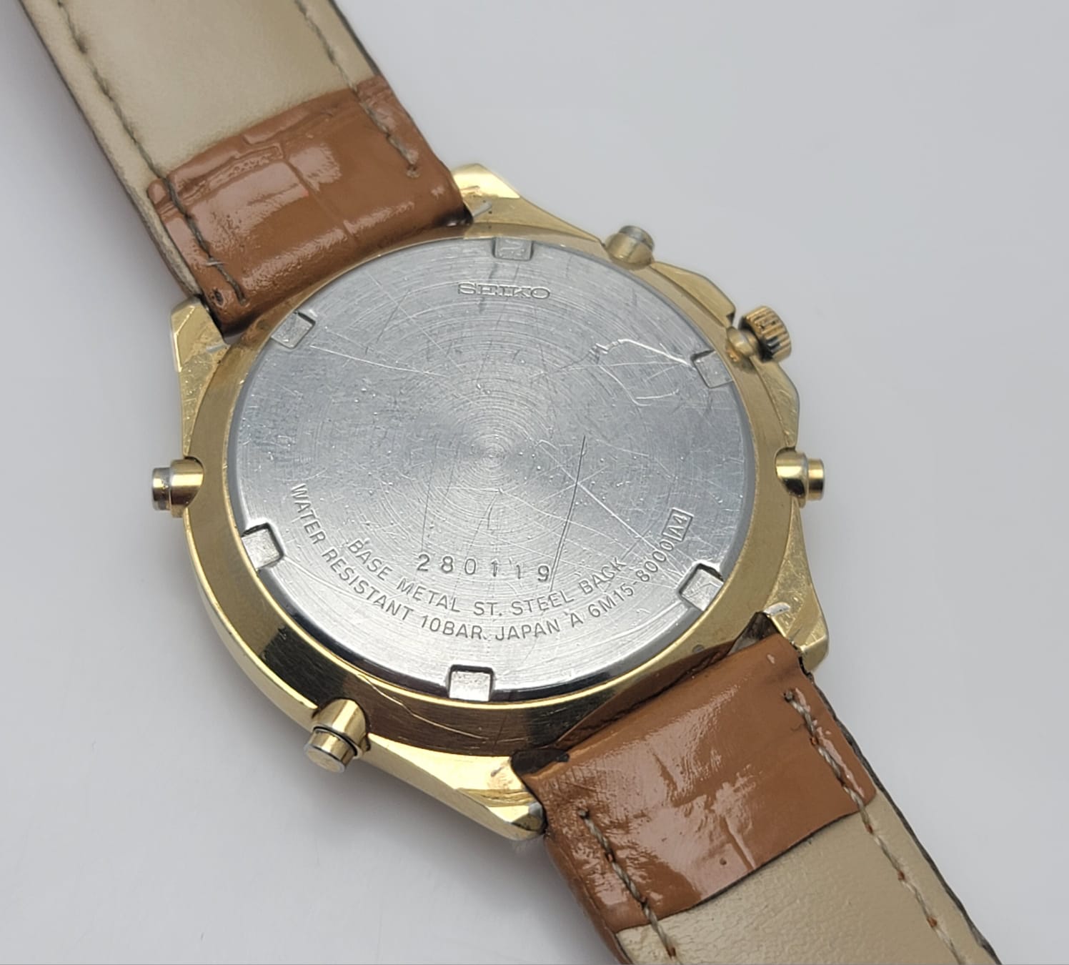 Seiko World Timer Chronograph SQ100 Quartz 6M15-8000 Vintage Men’s Watch