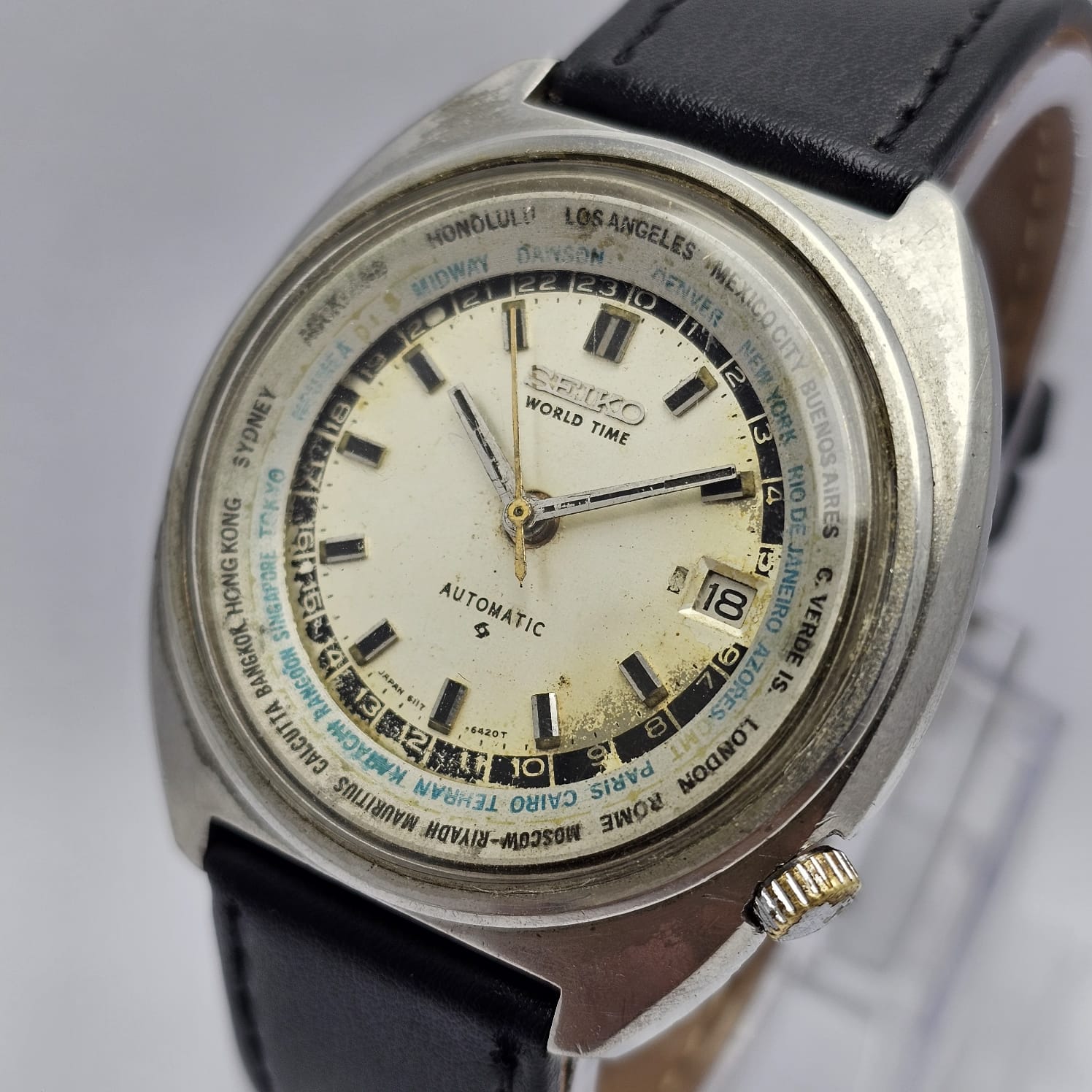 Seiko Automatic 6117-6400 World Time Vintage Men's Watch