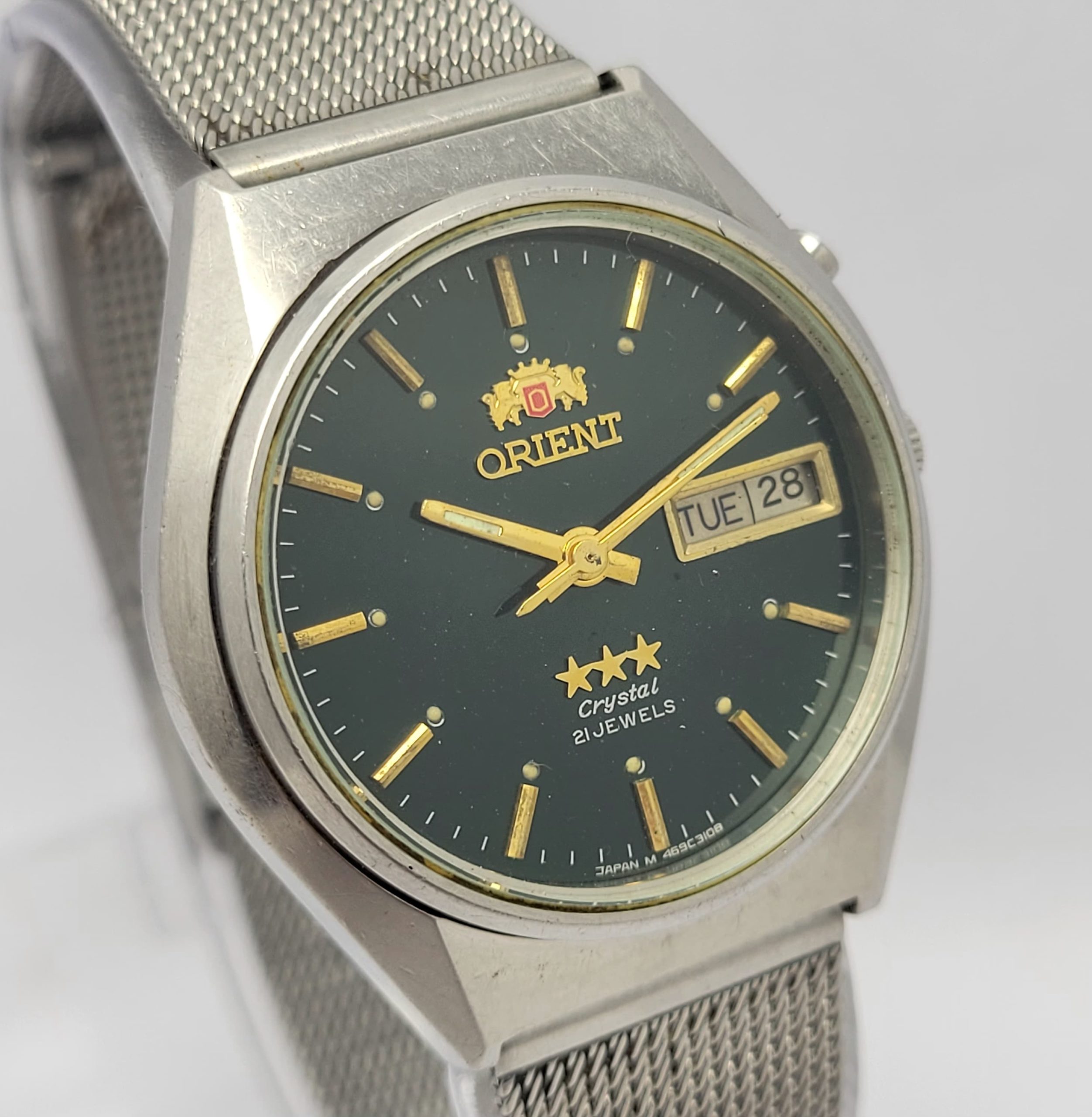ORIENT Crystal 3 Star Automatic 0S469C310B Day/Date Vintage Men's Watch