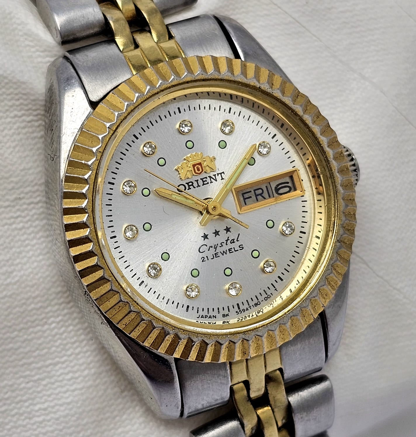 Orient Tri Star Crystal President Automatic Day/Date Vintage Women's Watch