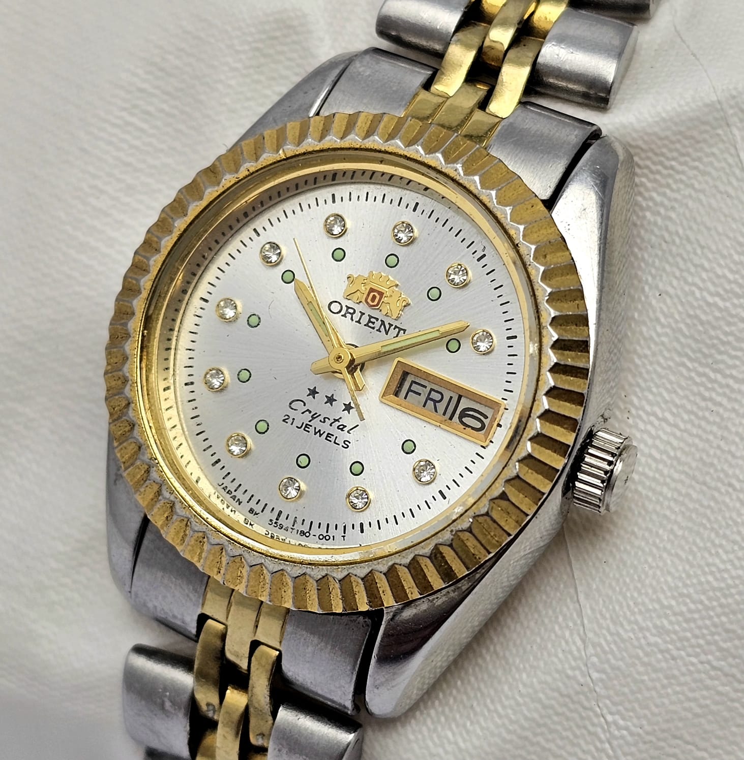 Orient Tri Star Crystal President Automatic Day/Date Vintage Women's Watch - Image 2