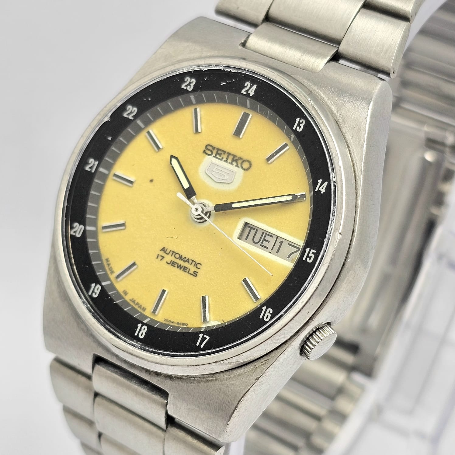 Seiko 5 Automatic Railway Time 7009-3161 Day/Date Vintage Men's Watch