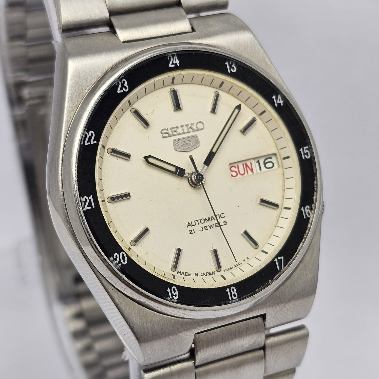 Seiko 5 Railway Time Automatic 7S26-0530 Day/Date Vintage Men's Watch