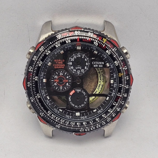 Citizen Navihawk World Time Chronograph Quartz Vintage Men's Watch Case Only