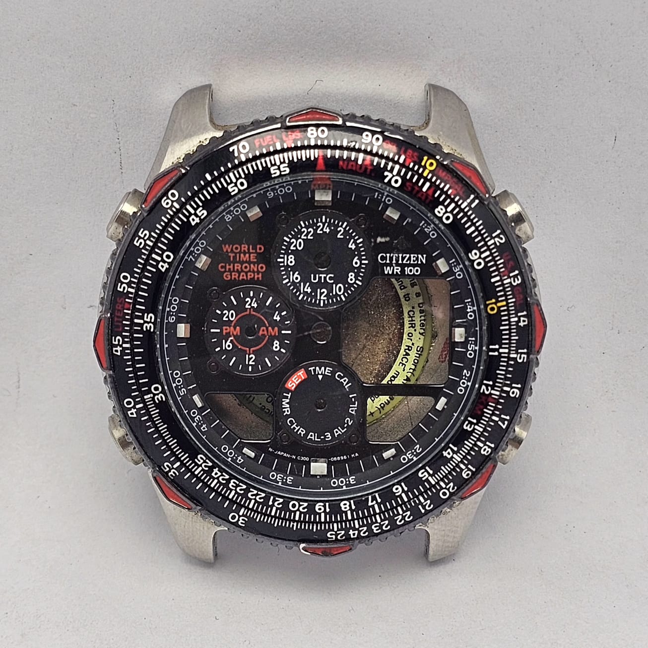 Citizen Navihawk C300-Q00192 World Time Quartz Vintage Men's Watch Case Only - Image 2