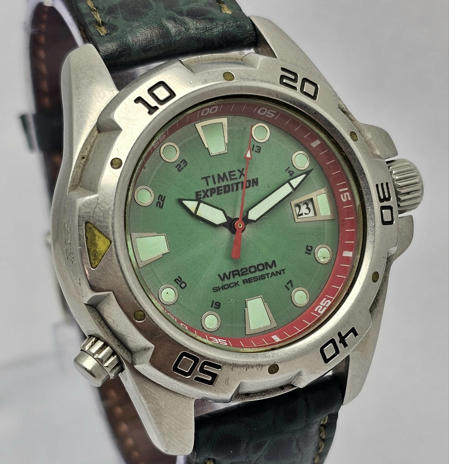 Timex Expedition Quartz 905 S4 Green Dial Diver Vintage Men's Watch