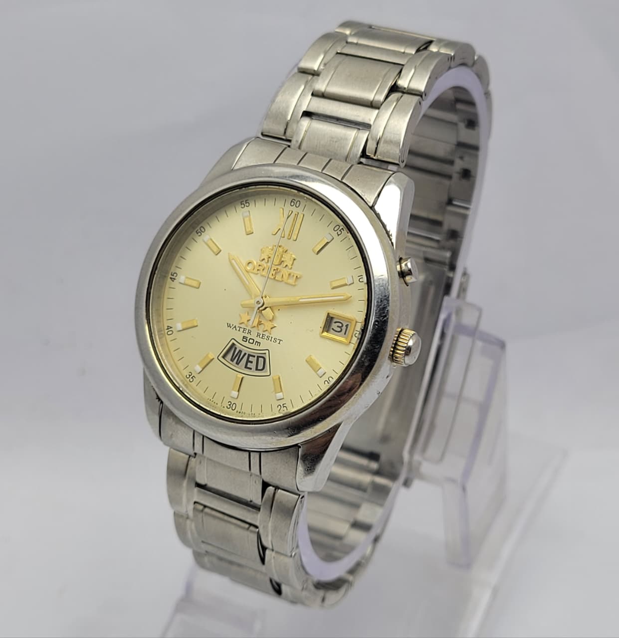 Orient 3 Star EM68-A0 Automatic Day/Date Vintage Men's Watch - Image 4