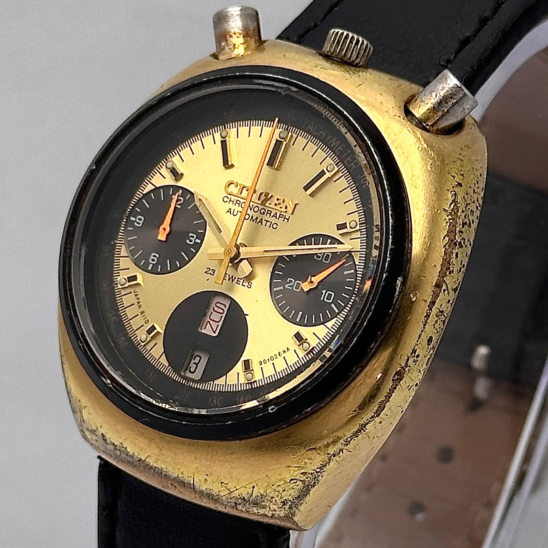 Citizen Bullhead 67-9020 Chronograph 8110A Automatic Vintage Men's Watch