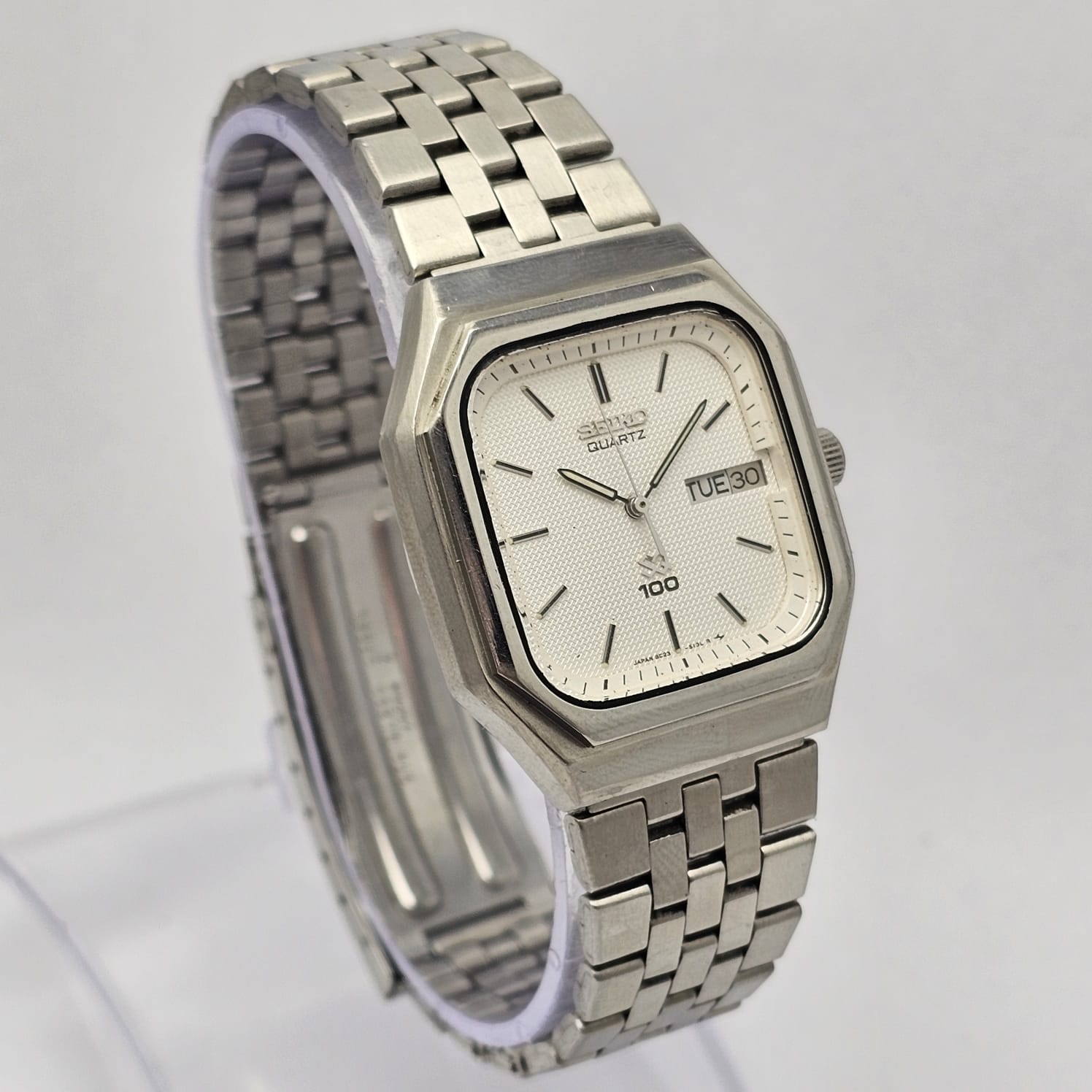 Seiko SQ100 Quartz 8C23-5110 Day/Date Vintage Men's Watch