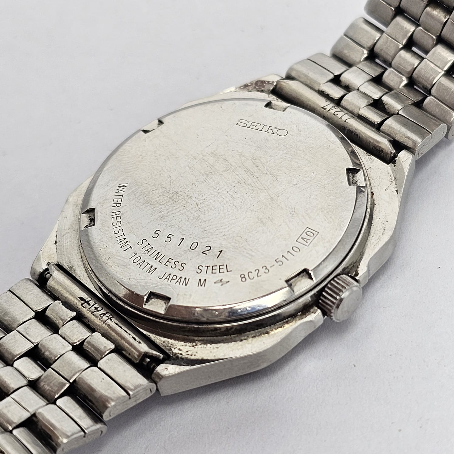 Seiko SQ100 Quartz 8C23-5110 Day/Date Vintage Men's Watch