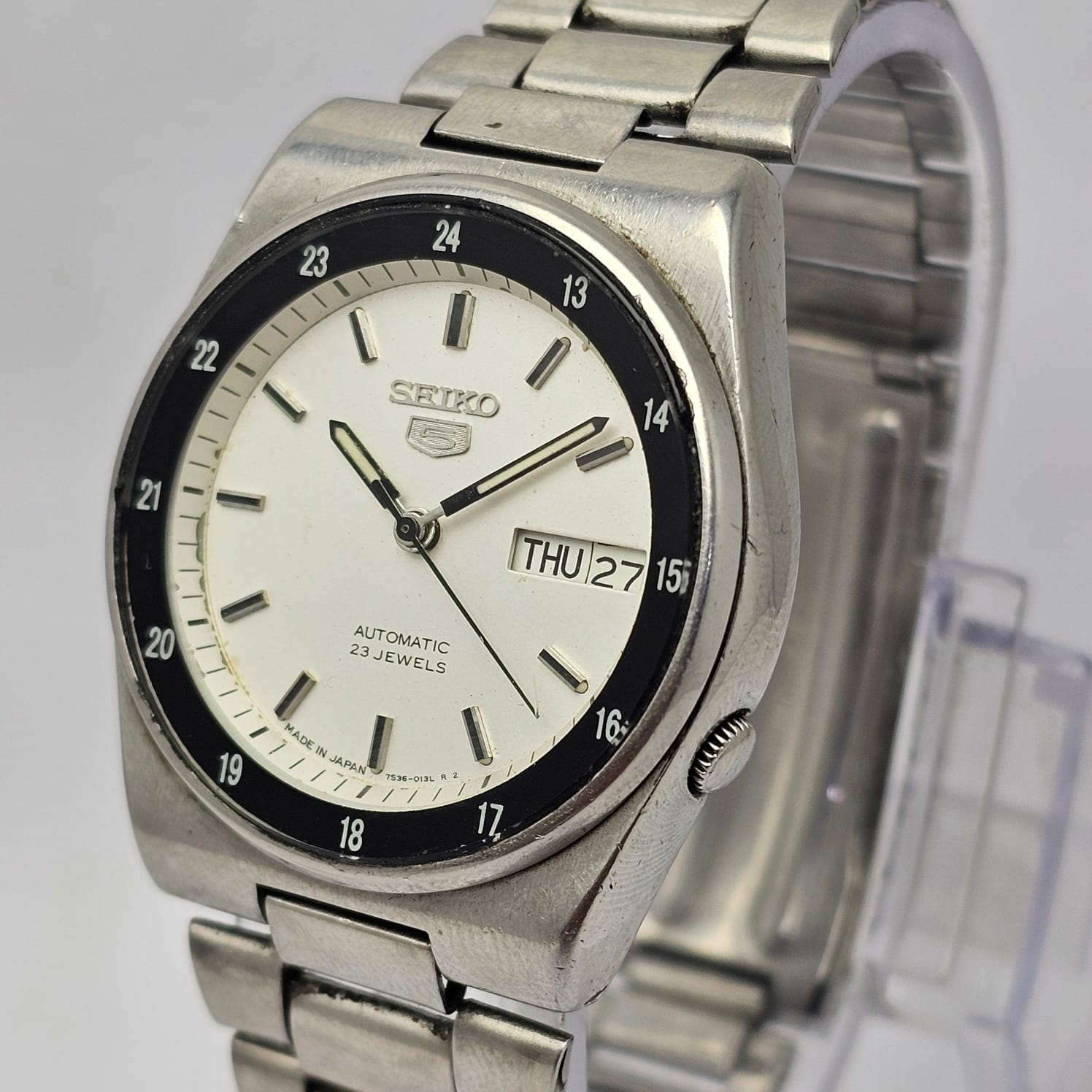 Seiko 5 Railway Time Automatic 7S36-8280 Day/Date Vintage Men's Watch