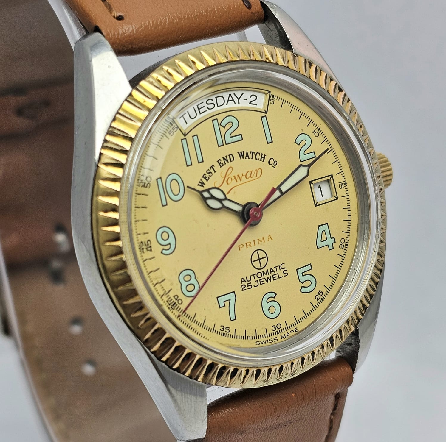 West End Watch Co Sowar Prima President Day/Date Automatic Vintage Men's Watch