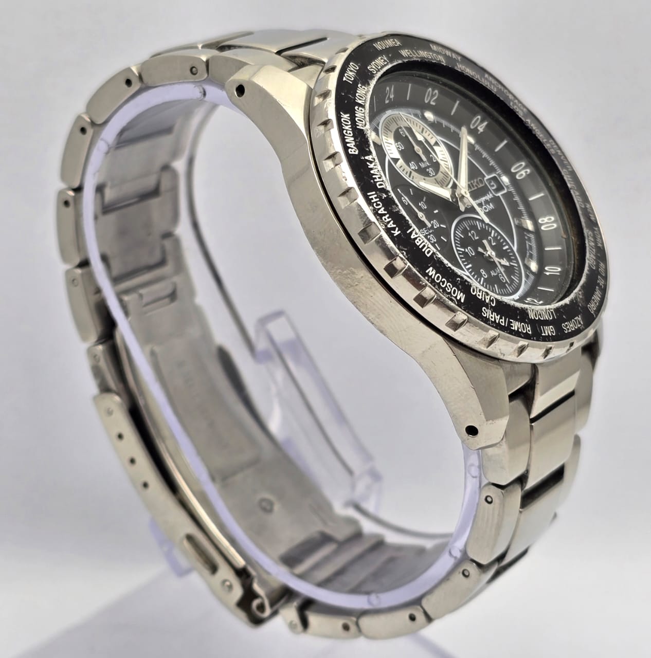 Seiko 7T62-OJH0 World Time Chronograph GMT Quartz Vintage Men's Watch - Image 5