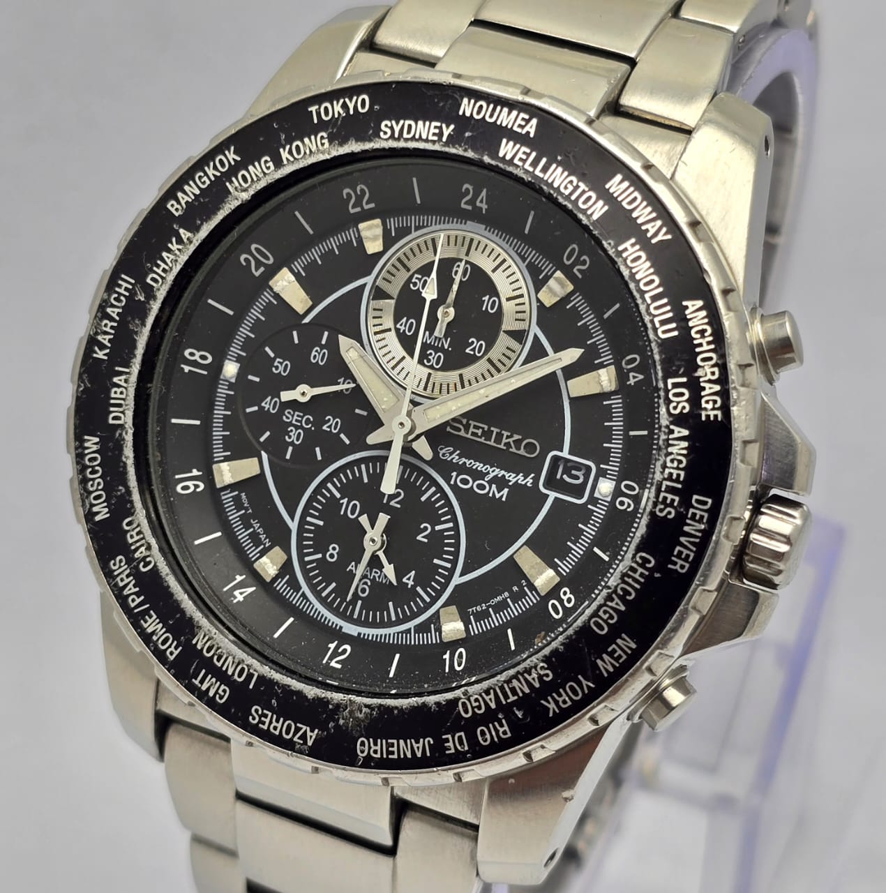 Seiko 7T62-OJH0 World Time Chronograph GMT Quartz Vintage Men's Watch - Image 2
