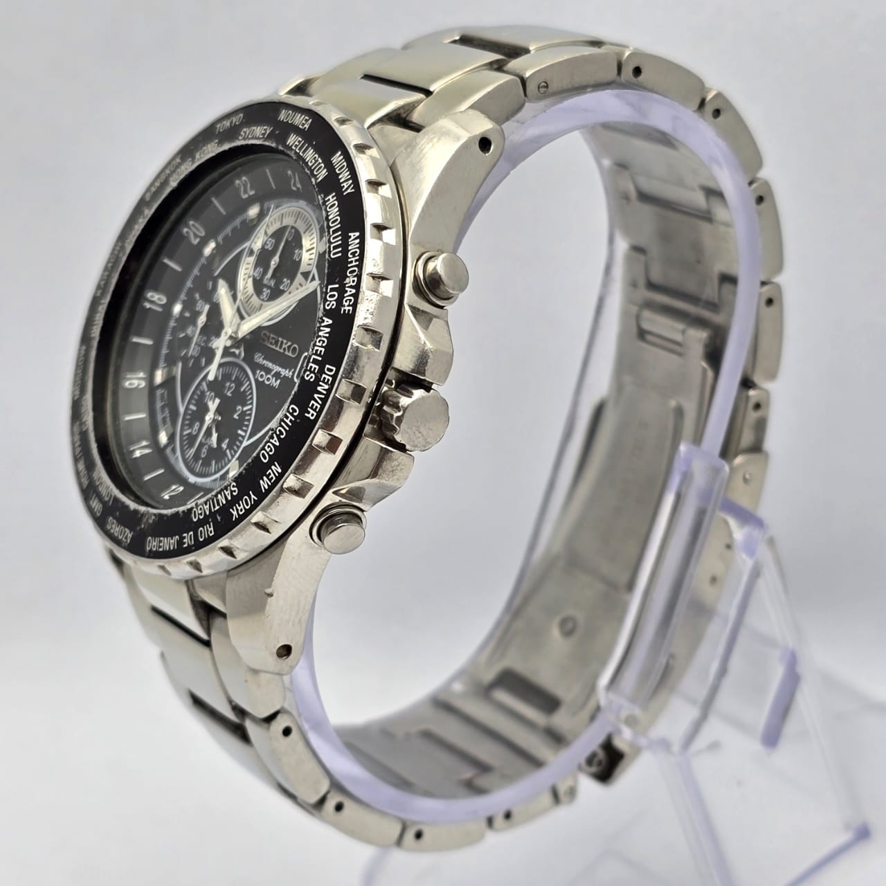 Seiko 7T62-OJH0 World Time Chronograph GMT Quartz Vintage Men's Watch - Image 6