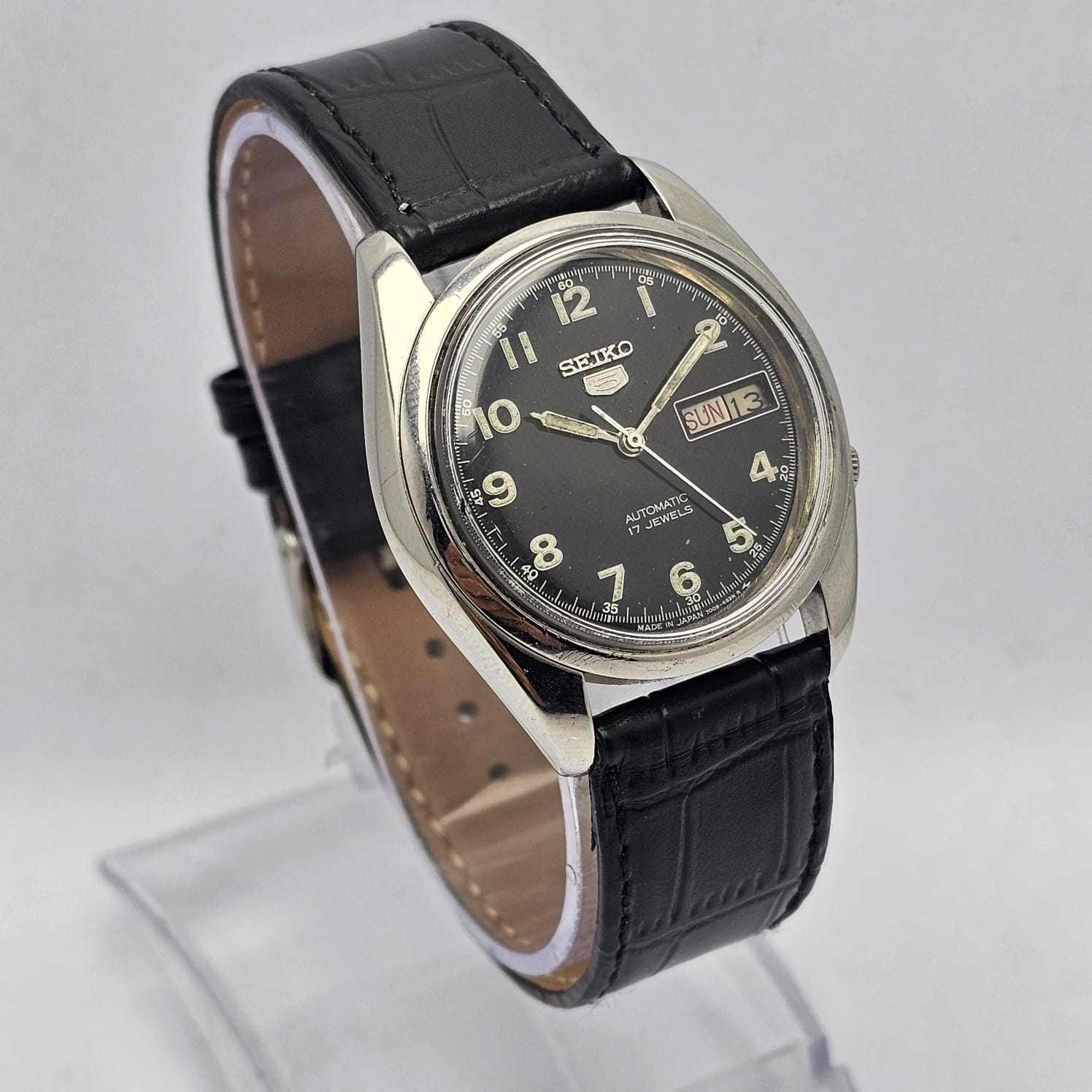 Seiko 5 Automatic 7009-821J Day/Date Black Military Dial Vintage Men's Watch - Image 3