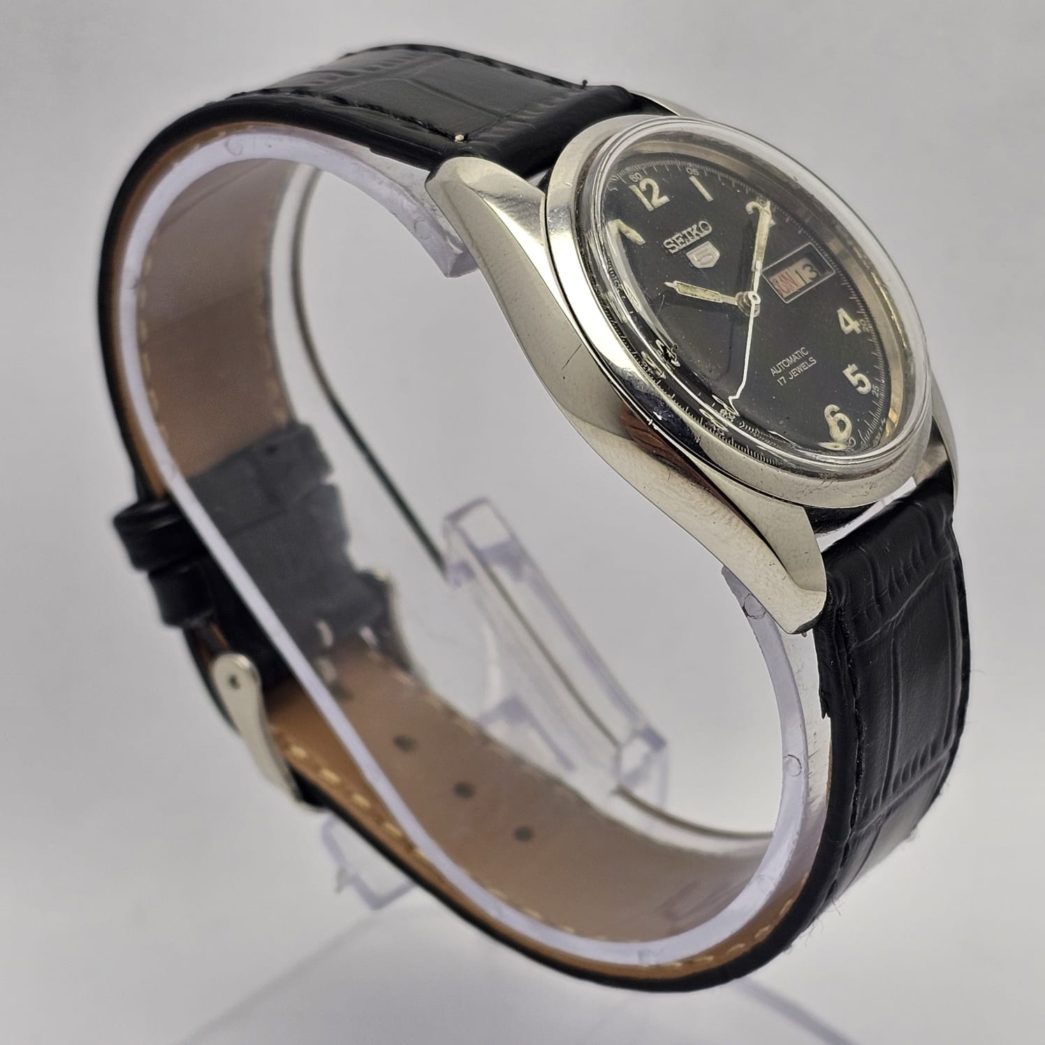 Seiko 5 Automatic 7009-821J Day/Date Black Military Dial Vintage Men's Watch - Image 5