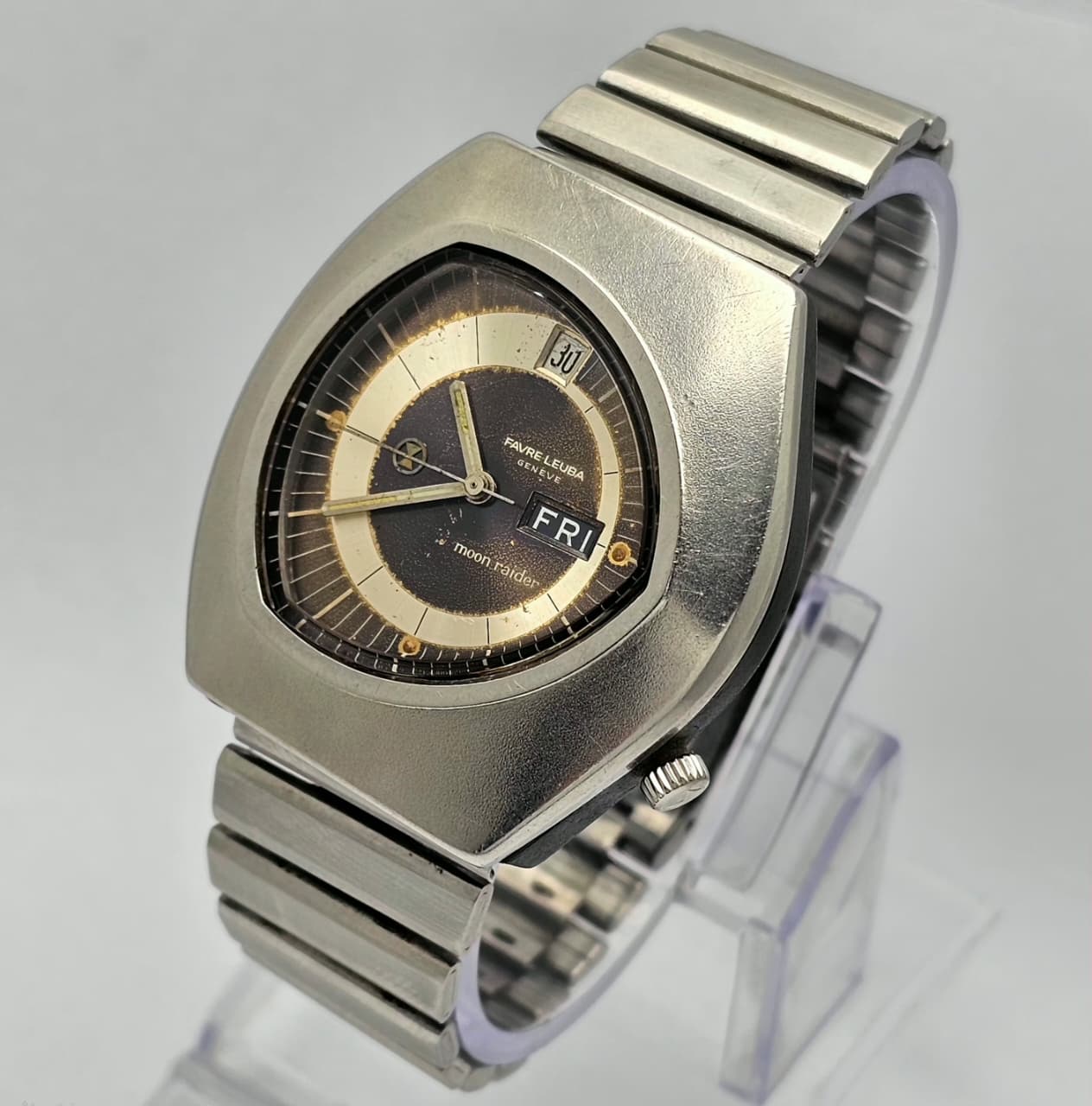 Favre Leuba Geneve Moon Raider Automatic Patina Dial Day/Date Vintage Mens Watch Favre Leuba Geneve Moon Raider Automatic Patina Dial Day/Date Vintage Mens Watch