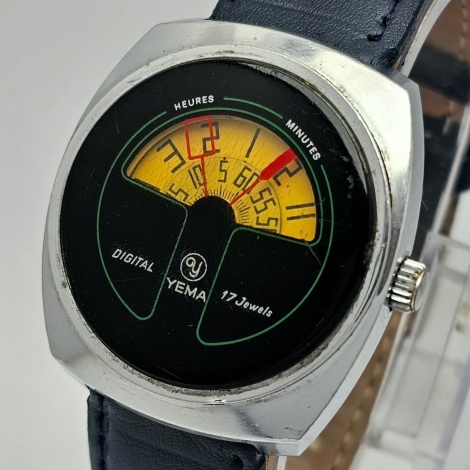 ema Digital Jump Hour Manual Winding 36801 Vintage Men's Watch