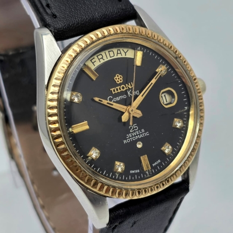 Titoni Cosmo King President 737-360 Diamond Dial Vintage Men's Watch