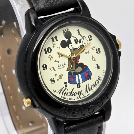Seiko Alba Mickey Mouse Melody Alarm V421-0010 Vintage Kids Watch