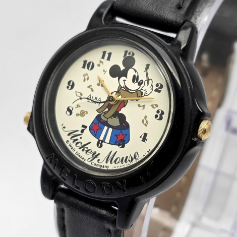 Seiko Alba Mickey Mouse Melody Alarm V421-0010 Vintage Kids Watch